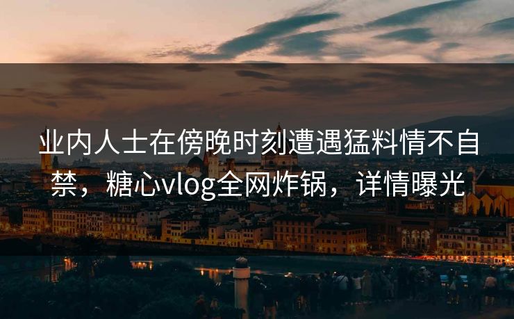 业内人士在傍晚时刻遭遇猛料情不自禁，糖心vlog全网炸锅，详情曝光