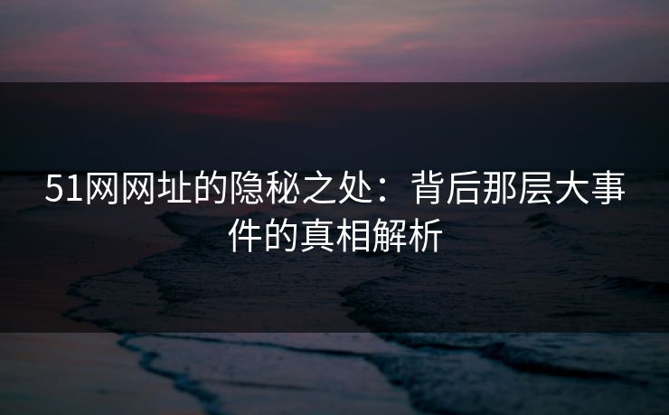 51网网址的隐秘之处：背后那层大事件的真相解析