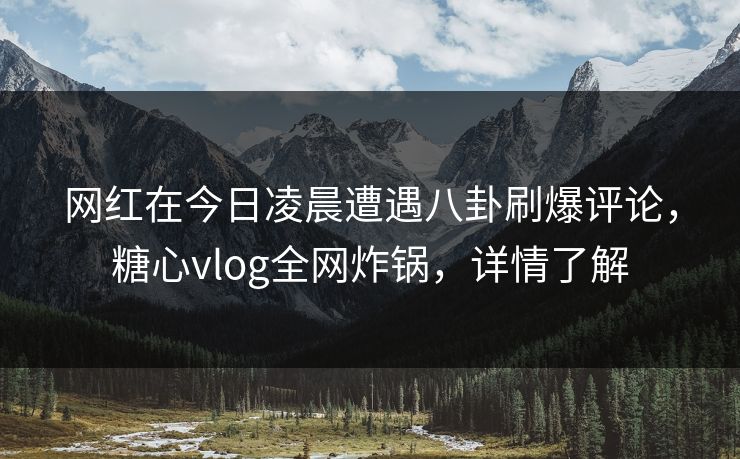 网红在今日凌晨遭遇八卦刷爆评论，糖心vlog全网炸锅，详情了解